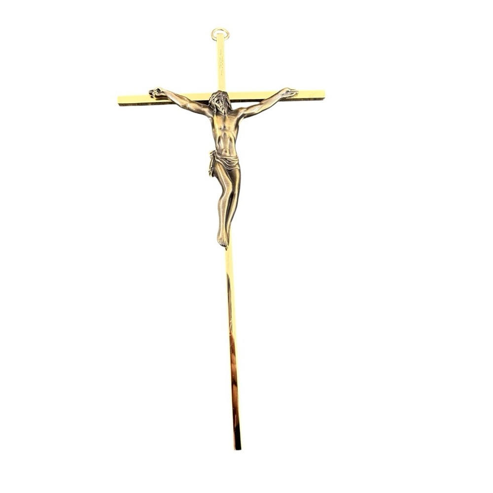 Vintage INRI Brass  Hanging‎ Crucifix/Jesus on the Cross 10''